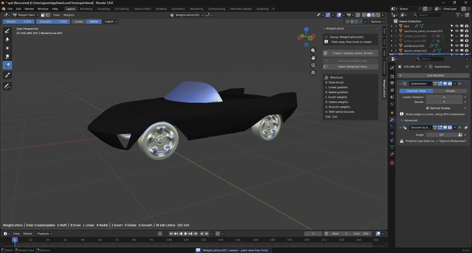 WeightLattice group in Weight Paint mode